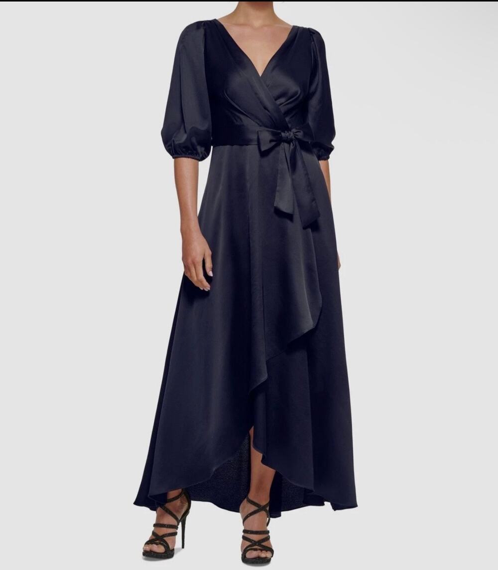 New DKNY blue balloon sleeve satin dress size 4 $199
